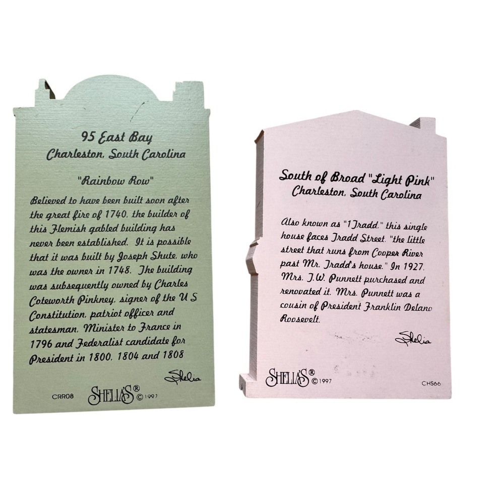 Sheila's Charleston SC Rainbow Row South of Broad 8 Pc Signed Wood House Lot - Picture 7 of 9